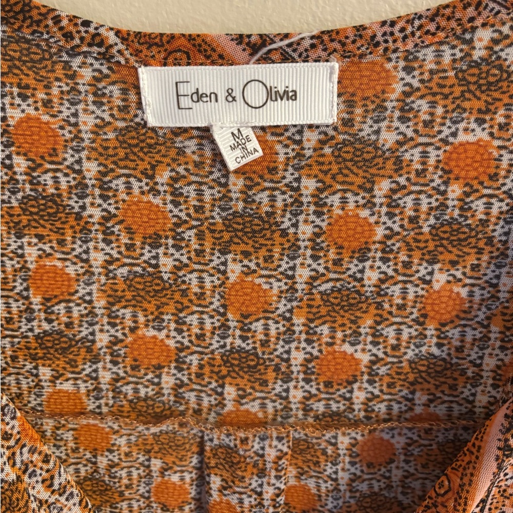 Anthropologie Eden & Olivia Rust Multi Printed Sleeveless Button-Front - Picture 3 of 7